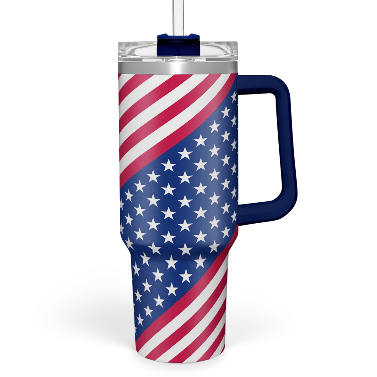 40oz American Flag Tumbler with Handle and Lid
