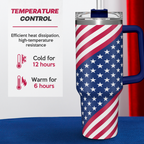 40oz American Flag Tumbler with Handle and Lid