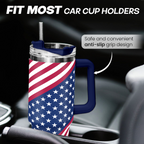40oz American Flag Tumbler with Handle and Lid