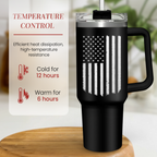 American Flag Tumbler with Handle, America 40oz Stainless Steel Insulated Coffee Mug with Lid & Straw, America Gifts for Men Women, USA Tumblers Cup Gift for Christmas