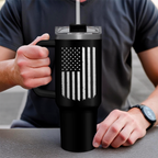 American Flag Tumbler with Handle, America 40oz Stainless Steel Insulated Coffee Mug with Lid & Straw, America Gifts for Men Women, USA Tumblers Cup Gift for Christmas