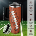40oz Football Tumbler with Handle, Lid & Straw