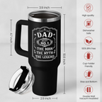 Dad 40 oz Tumbler With Handle & Straw Lid, Dads Gifts for Christmas Birthday Valentine Fathers Day, Dad Cup Stainless Steel Insulated Tumblers Gift for Dad Daddy Father Papa from Daughter Son