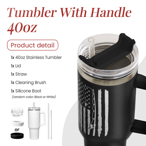40oz Fishing Tumbler with Handle, Lid & Straw