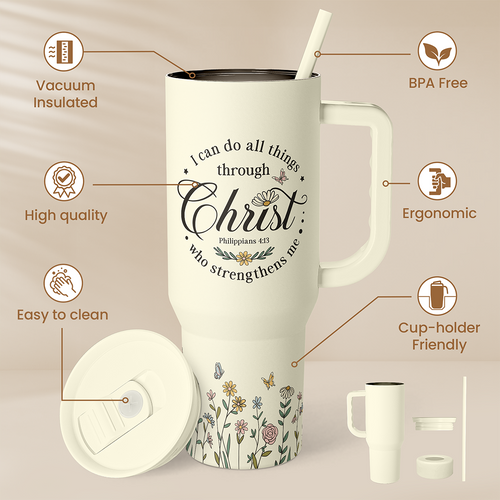 40oz Christ Tumbler with Handle