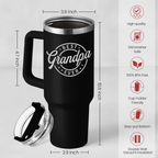 Best Grandpa Ever Tumbler with Handle 40oz, Grandfather Gifts for Birthday Christmas Fathers Day Valentines, Presents for Grandpas Granddad Papa Gifts from Granddaughter Grandson