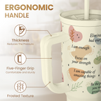 Inspirational Tumbler with Handle 40oz, Daily Positive Inspiration Coffee Cup Stainless Steel Travel Mug, Motivational Gifts for Women Girls Friends Coworker, Gift for Christmas Birthday