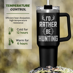 I'd Rather Be Hunting Tumbler with Handle for Men 40oz, Hunter Gifts for Dad Grandpa Husband Boyfriend, Hunters Stainless Steel Coffee Cup, Gifts for Birthday Christmas Fathers Day