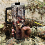 Hunting Tumbler with Handle for Men, Hunter Gifts for Men Dad Grandpa Husband Boyfriend, 40oz Stainless Steel Insulated Tumblers Hunters Gift for Birthday Christmas Fathers Day
