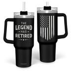 Black Retirement Quencher Tumbler with Handle 40oz