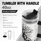 White Viking Quencher Tumbler with Handle 40oz