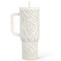 Zebra Skin 40oz Slider Tumbler with Handle and Straw - Insulated Stainless Steel Travel Coffee Mug for Women Girls, Gift for Birthday, Christmas