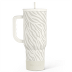 Zebra Skin 40oz Slider Tumbler with Handle and Straw - Insulated Stainless Steel Travel Coffee Mug for Women Girls, Gift for Birthday, Christmas