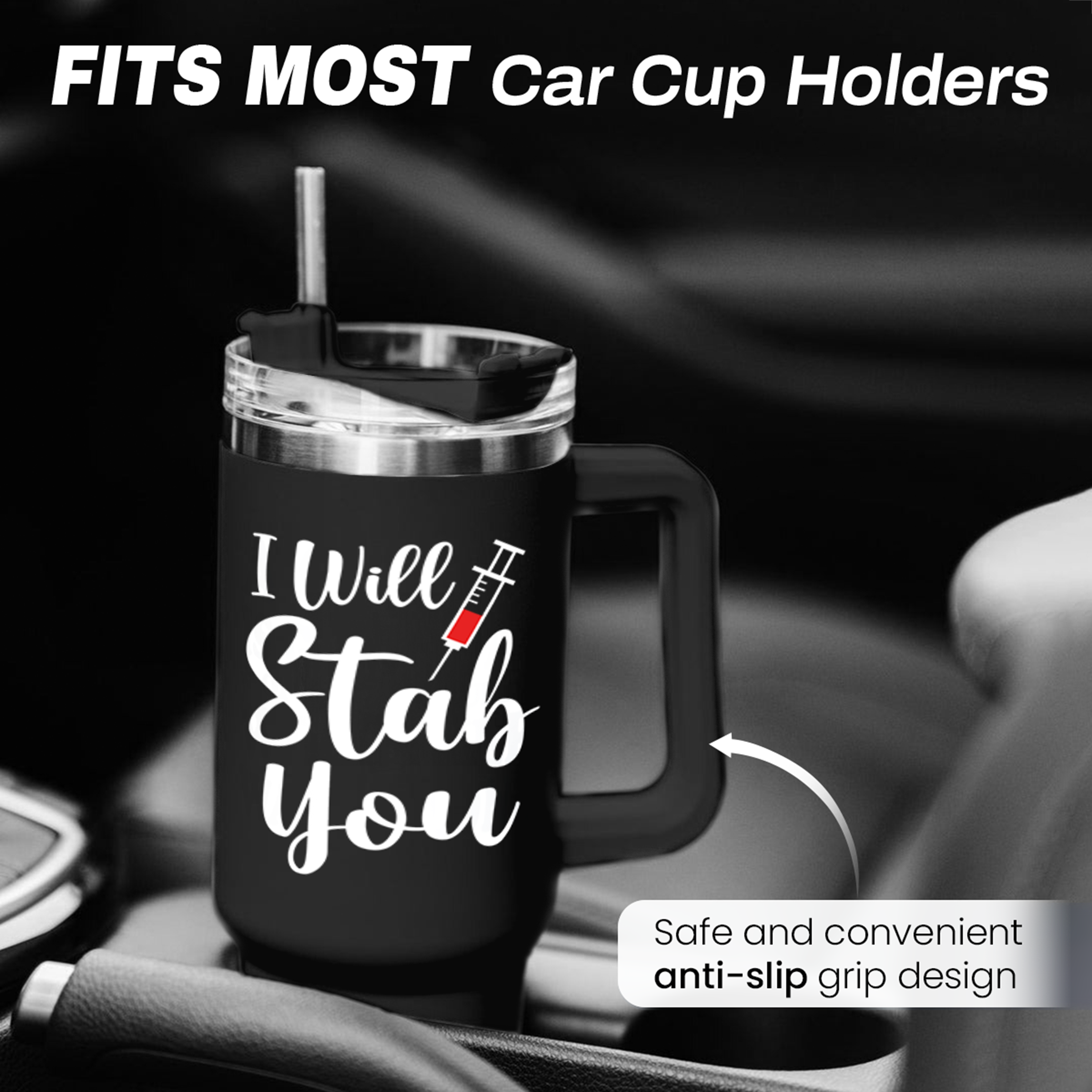 Nurse Gifts I Will Stab You Tumbler with Handle 40oz Stainless Steel Insulated Coffe Cup Funny Nurse Week Gifts, Nursing School Graduation, Appreciation Gifts for RN Nurses