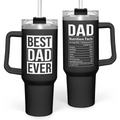 Dad Gifts for Dad from Daughter Son Best Dad Ever Tumbler with Handle 40oz Stainless Steel Insulated - Coffee Tumbler for Dad Father's Day Birthday Christmas Cup Gift Set with Lid & Straw