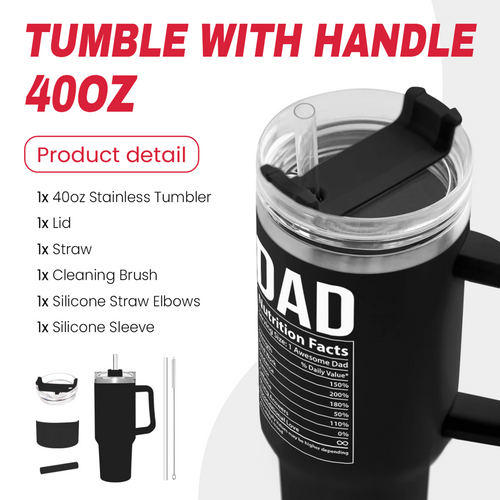 40oz Best Dad Ever Tumbler  with Handle, Lid & Straw