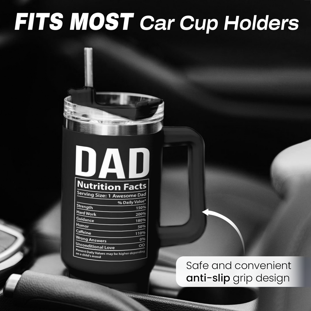 Dad Gifts for Dad from Daughter Son Best Dad Ever Tumbler with Handle 40oz Stainless Steel Insulated - Coffee Tumbler for Dad Father's Day Birthday Christmas Cup Gift Set with Lid & Straw