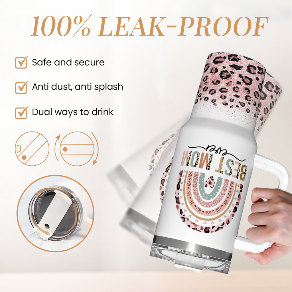 Mom Gifts for Women Mom Nutrition Facts Tumbler Stainless Steel 40oz with Handle Insulated Travel Cup Best Mom Ever Coffee Cup, Mother's Day Christmas Birthday Gifts from Son Daughter