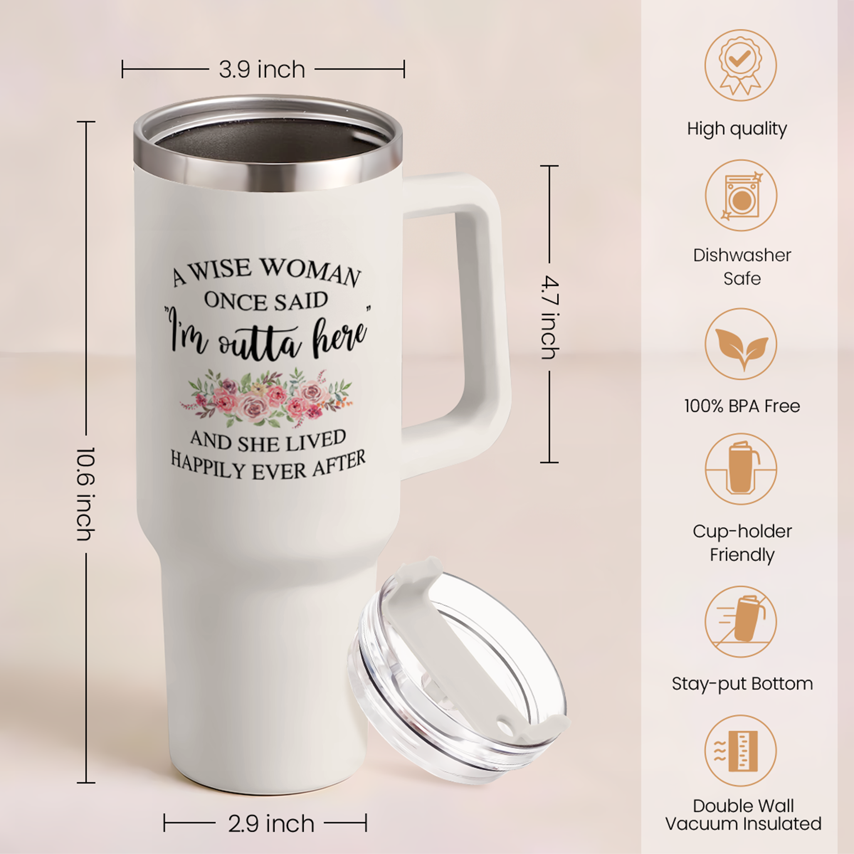 Retirement Gifts for Women Tumbler 40oz Stainless Steel with Handle and Straw, Happy Retirement Gifts - Coworker Leaving Gifts, Farewell Gifts, Goodbye Gifts for Colleagues Work Bestie