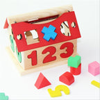 Children's Colour Wooden House With Shape Children Early Educational Model Assembling Blocks Develop Intelligence Game Toy