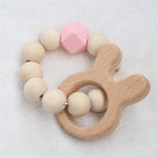 Modern Baby Silicone Wooden  Nursing Bracelets Wood Teether Silicone Beads Teething Wood Rattles Toys for Baby