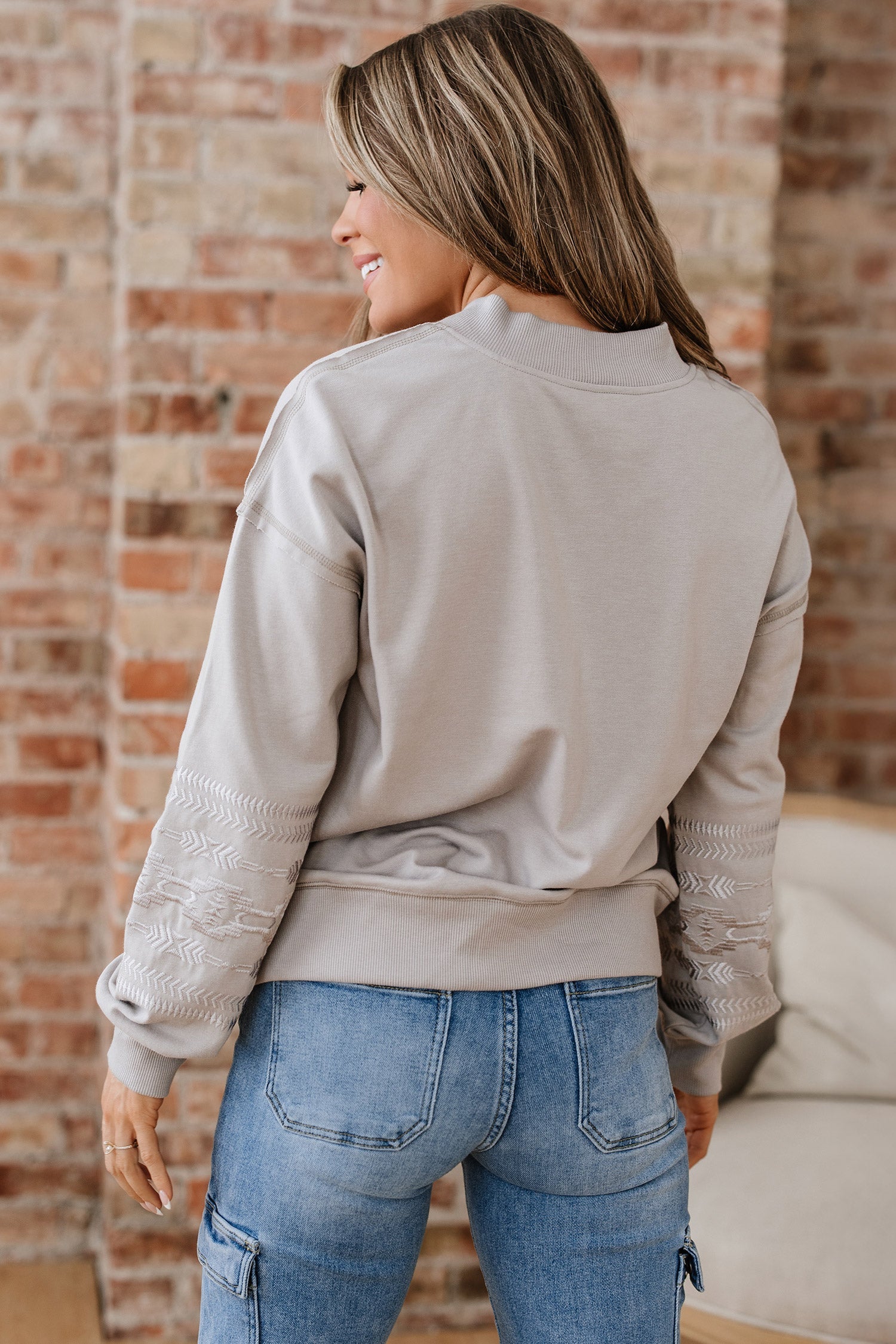 Aztec Embroidered Western Sweatshirt