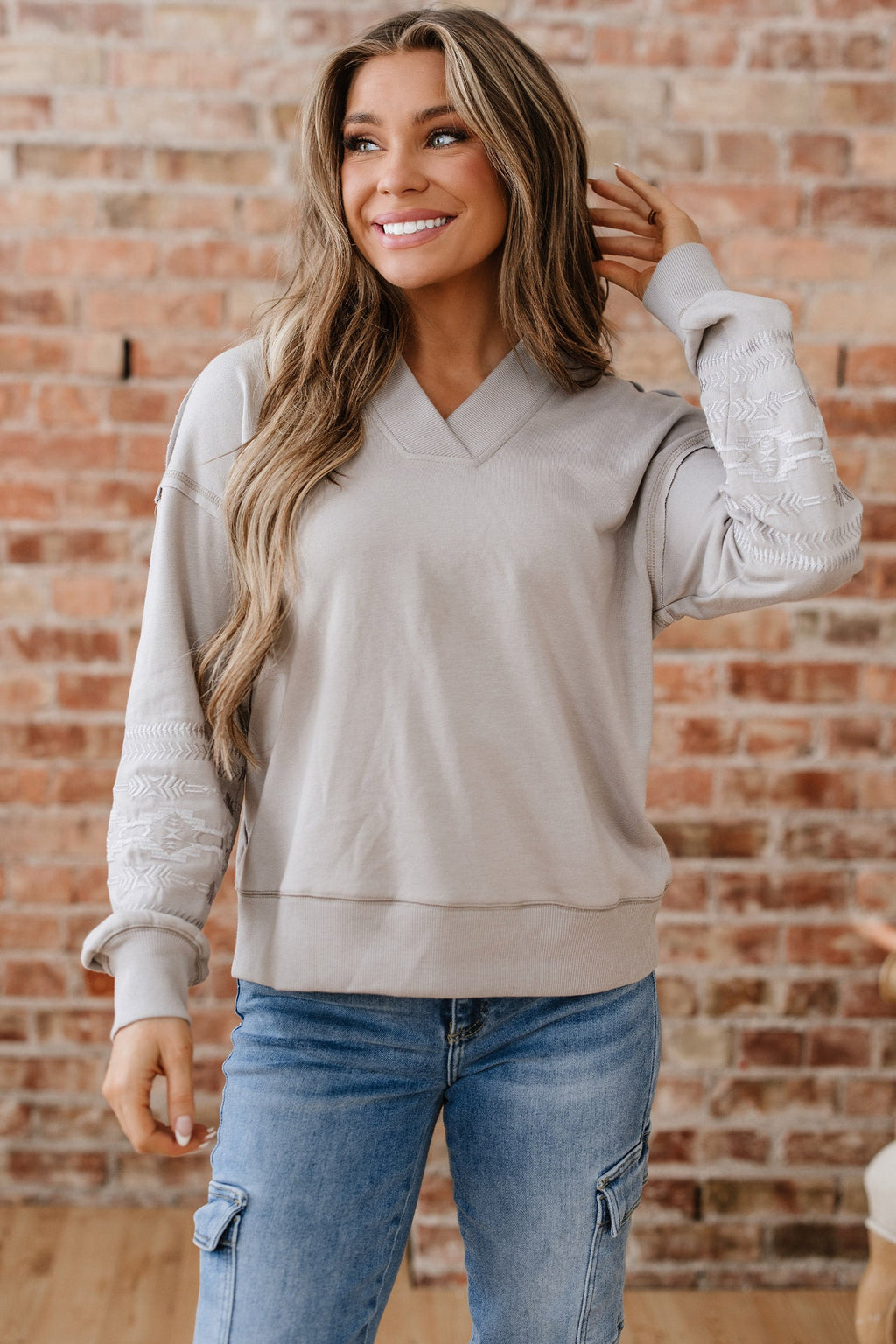 Aztec Embroidered Western Sweatshirt