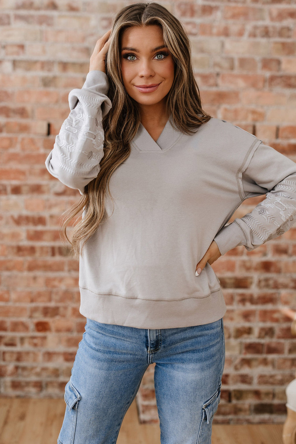 Aztec Embroidered Western Sweatshirt