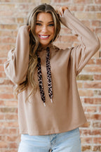 Leopard Drawstring Baggy Hoodie