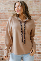 Leopard Drawstring Baggy Hoodie