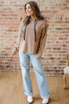 Leopard Drawstring Baggy Hoodie