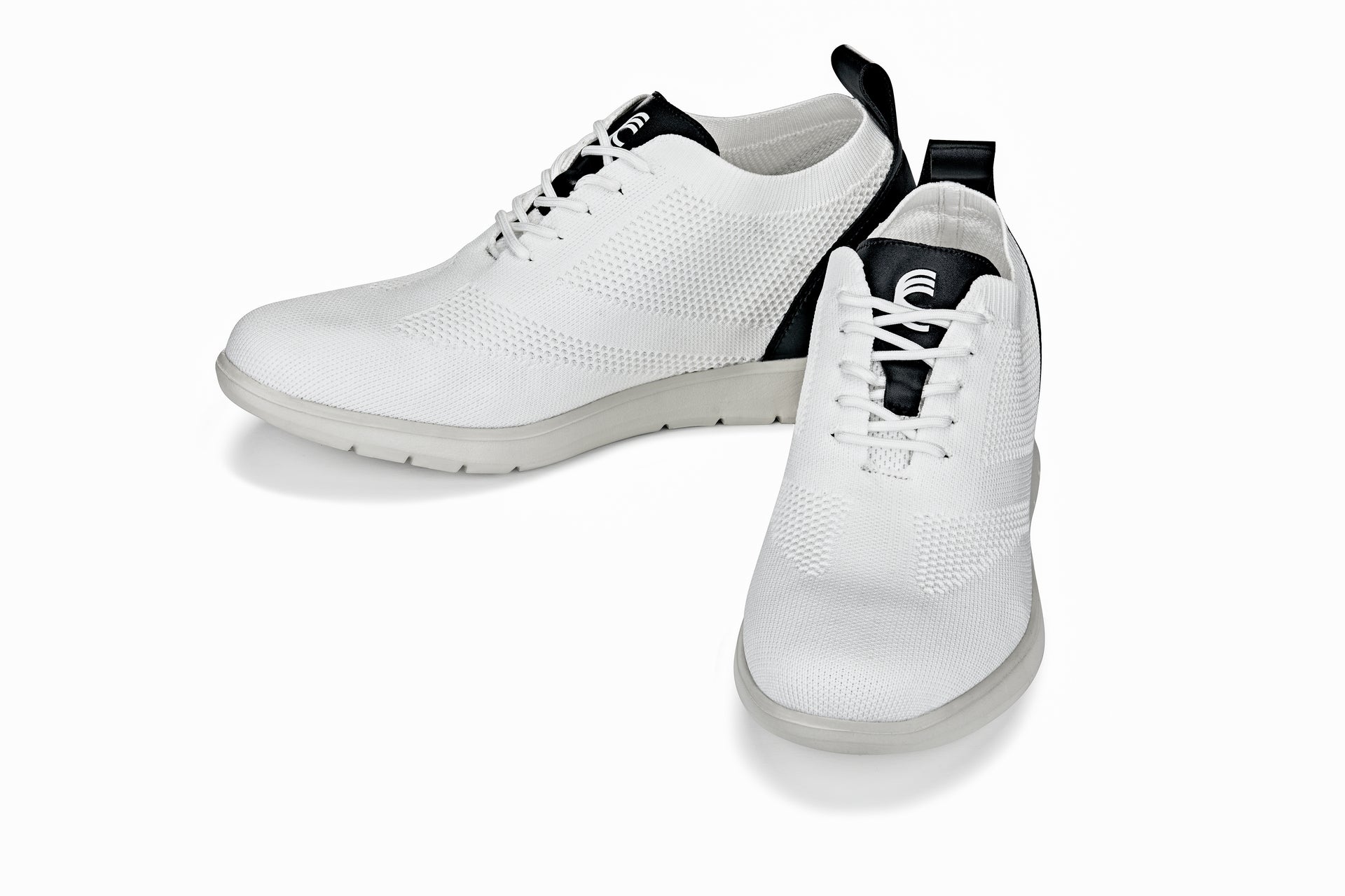 CALTO - X2212 - 2.4 Inches Taller (White/Black) - Lace Up Casual Walker - Lightweight