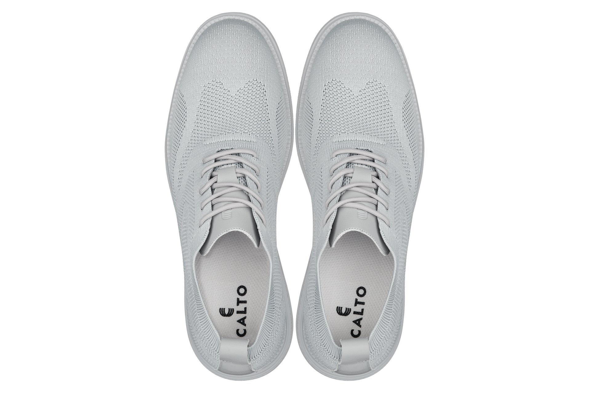 CALTO - X2640 - 2.8 Inches Taller (Pewter/Light Grey Sole) - Lace Up Casual Walker - Lightweight