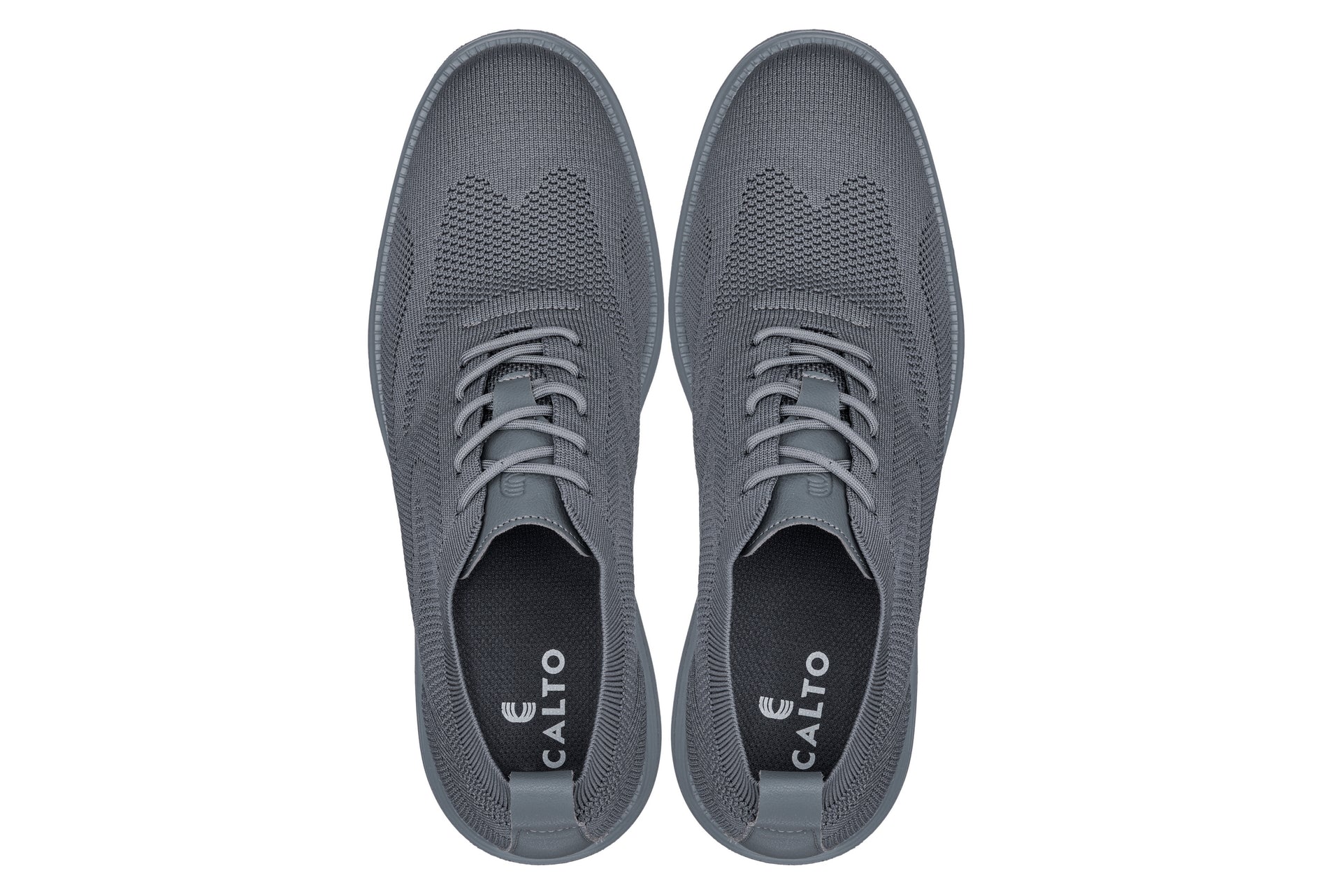 CALTO - X2641 - 2.8 Inches Taller (Iron/Dark Grey Sole) - Lace Up Casual Walker - Lightweight