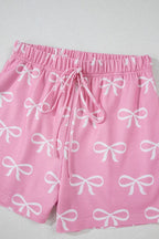 Valentine Bow Waffle Knit T-Shirt and Shorts Set