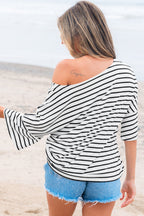 Lilia Stripe Half Sleeve Scoop Neck Loose Top