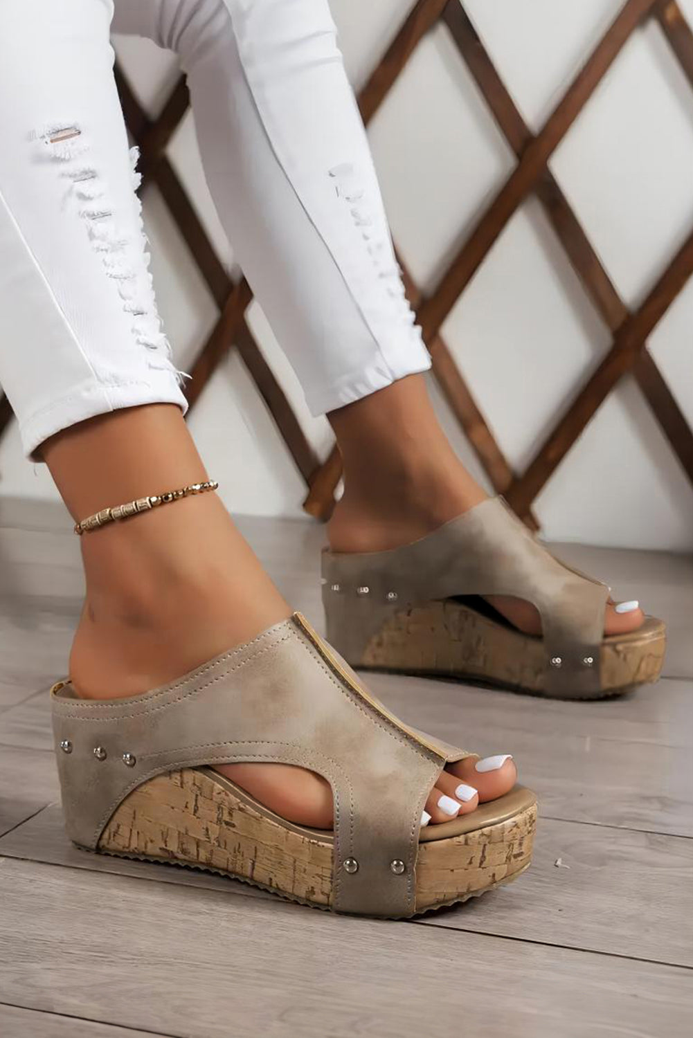Gianna Pu Leather Wedge Heels