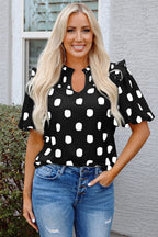 Pola Dot Balloon Sleeve Blouse