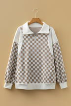 Tan Checkered Sweatshirt
