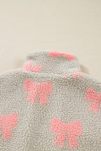 Valentine Bow Sherpa Quarter Zip Sweatshirt