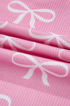 Valentine Bow Waffle Knit T-Shirt and Shorts Set