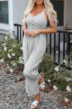 Sleeveless Striped Wide Leg Jumpsuit