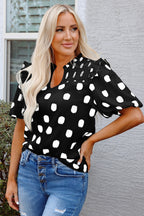 Pola Dot Balloon Sleeve Blouse