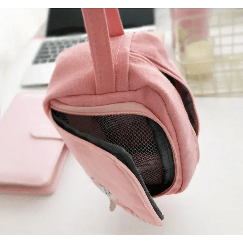 Big Storage Large Capacity Pencil Case Kids Pencil Bag For Students Vintage Grid Print Fabric Stationary Bag School Supply