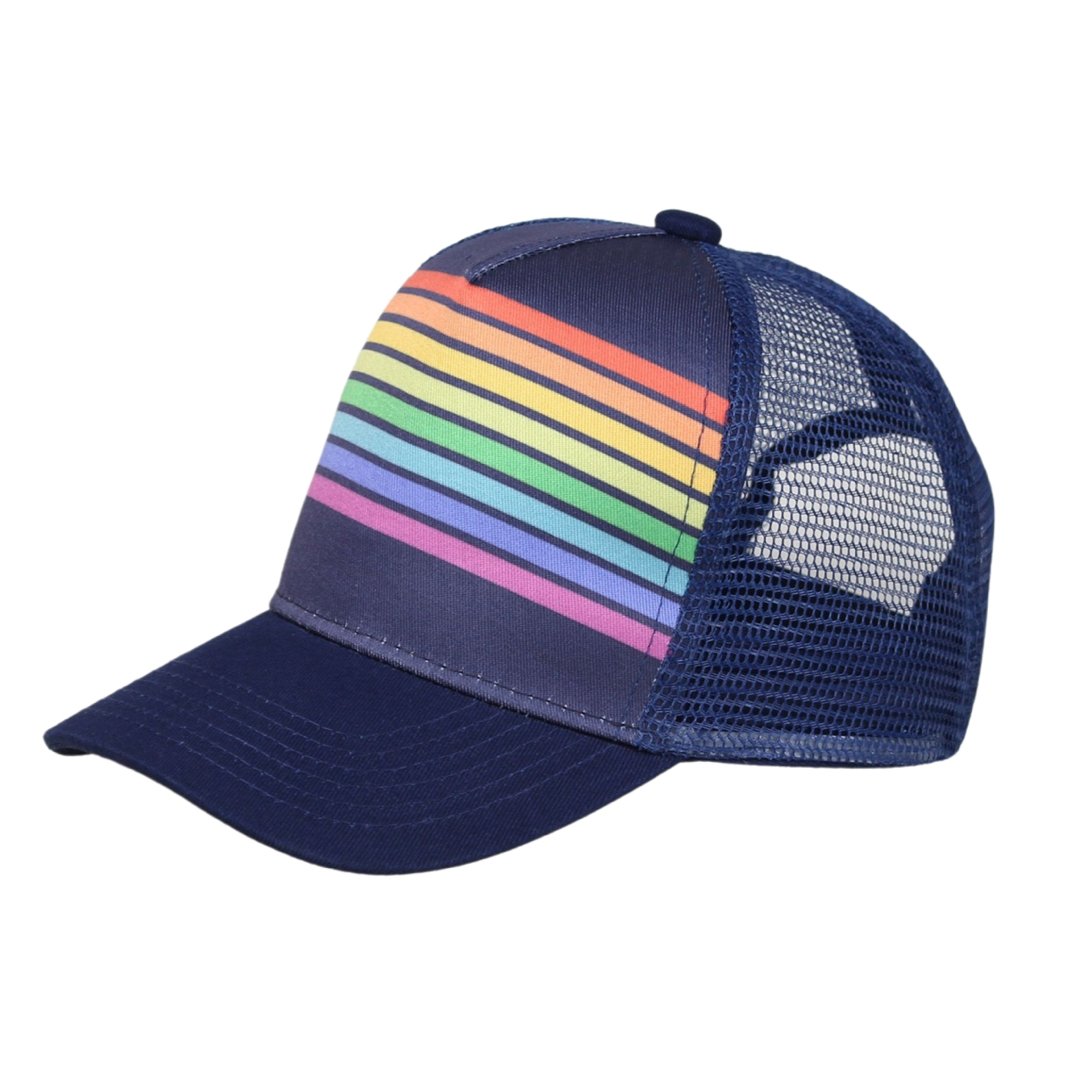 Blue Rainbow Stripe Trucker Hat