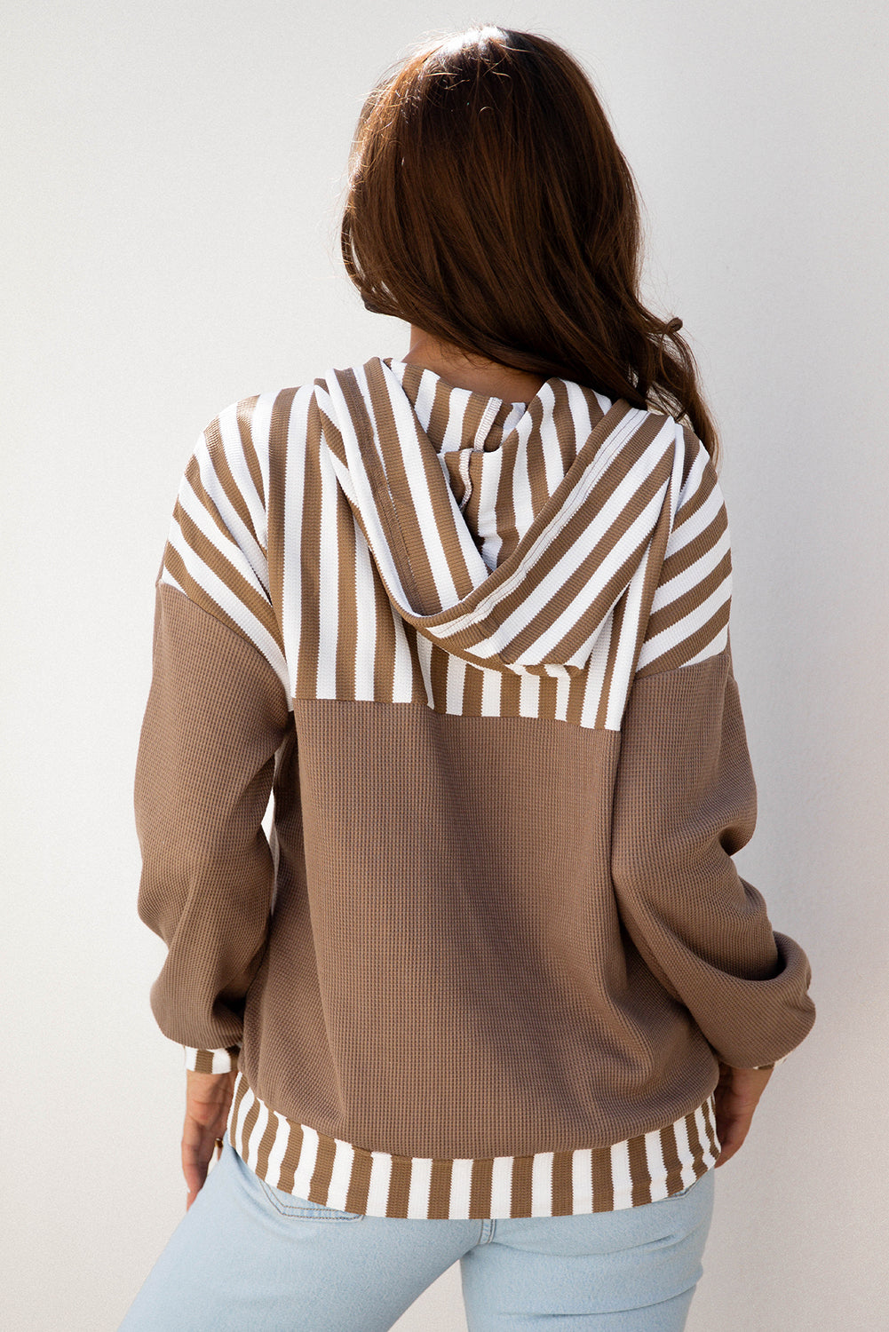 Striped Patchwork Drawstring Hoodie