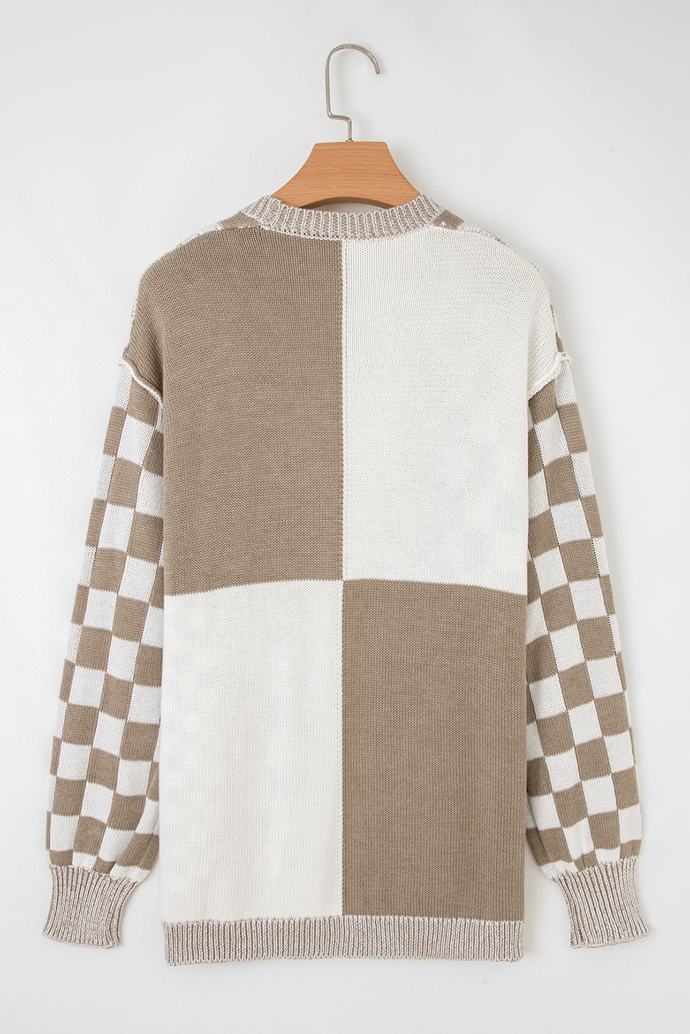 Checkered Drop Shoulder Cardigan