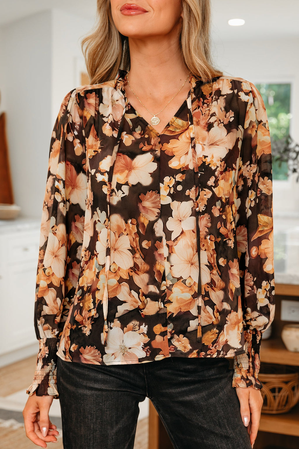 Floral Puff Sleeve Blouse