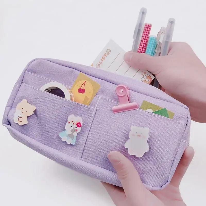 Classic Cartoon Large Capacity Stylish Students Pencil Pouch Cute Creative Design Case For School