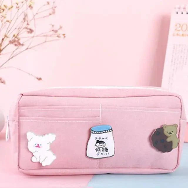 Classic Cartoon Large Capacity Stylish Students Pencil Pouch Cute Creative Design Case For School